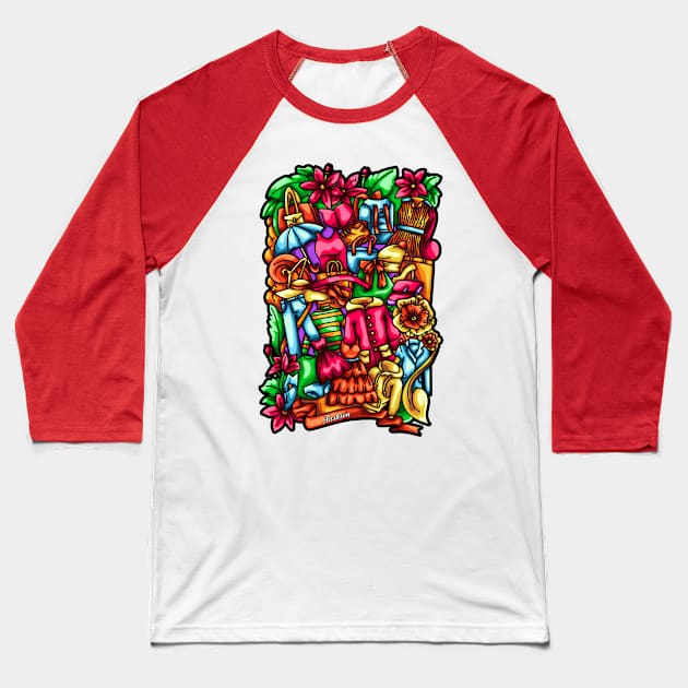 Fashion Doodle Illustration Baseball T-Shirt by Kincrevstudio